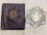 Glass Lotus Flower Tea Light Candle Holder Set